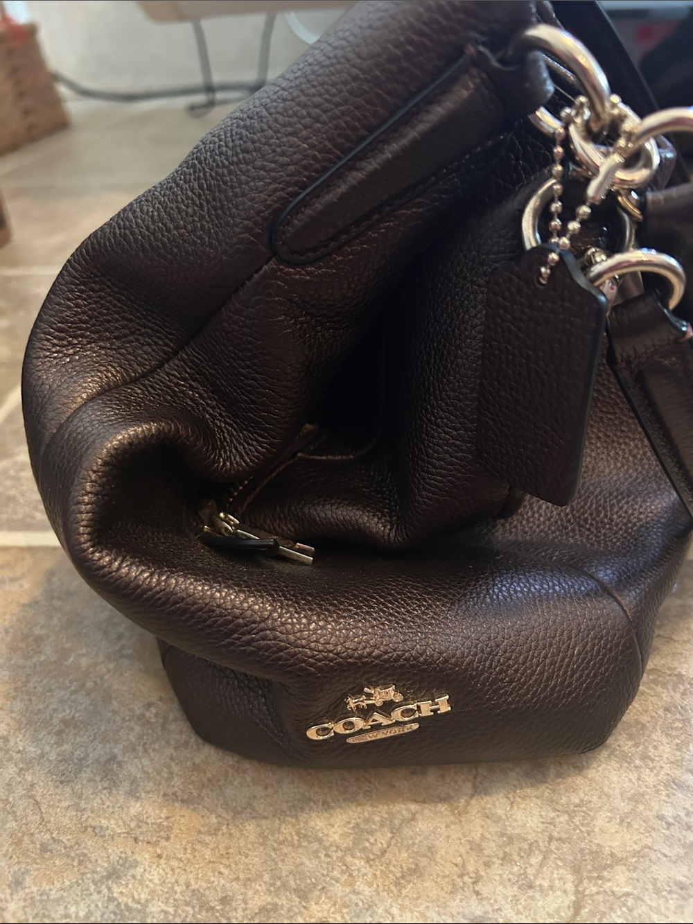 Coach Dark Brown Pebbled Leather Shoulder Hobo - Picture 2 of 3